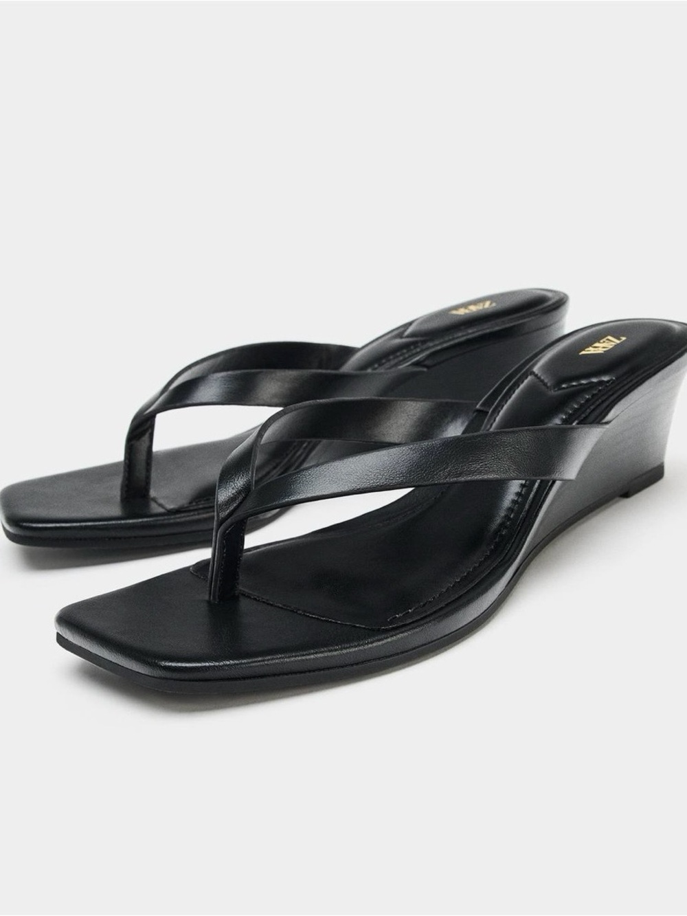 Zara Black Wedge Heel Sandals